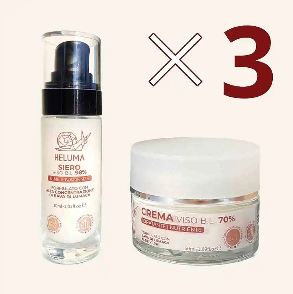 Crema alla bava di lumaca e siero viso kit 6 prodotti - heluma